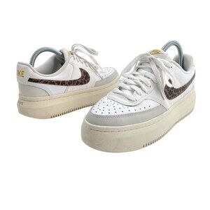 Nike Court Vision Alta Leopard Swoop Leather Lace-Up Sneakers Womens Size 11